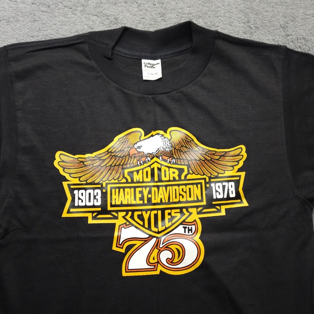 Vintage 1978 Harley Davidson T Shirt 75th Anniversary Collegiate Pacific Tag